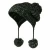 Hatiya Knit Trapper Ski Beanie With Pom Pom 1 Hatiya Knit Trapper Ski Beanie With Pom Pom -Adams Shop kt001bu 1