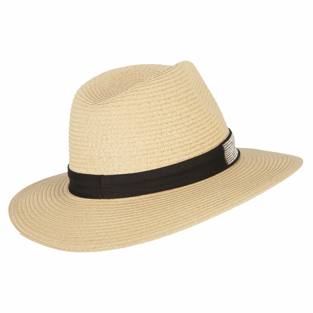 Something Special Ladies Paper Straw Rhinestone Band Panama Fedora Hat 10 Something Special Ladies Paper Straw Rhinestone Band Panama Fedora Hat - Image 8