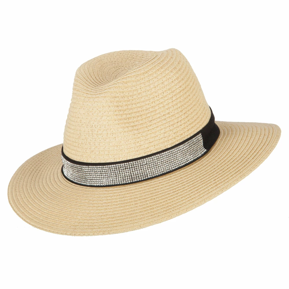 Something Special Ladies Paper Straw Rhinestone Band Panama Fedora Hat 12 Something Special Ladies Paper Straw Rhinestone Band Panama Fedora Hat - Image 10