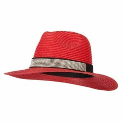 Something Special Ladies Paper Straw Rhinestone Band Panama Fedora Hat 52 Something Special Ladies Paper Straw Rhinestone Band Panama Fedora Hat -Adams Shop la005pe red 1