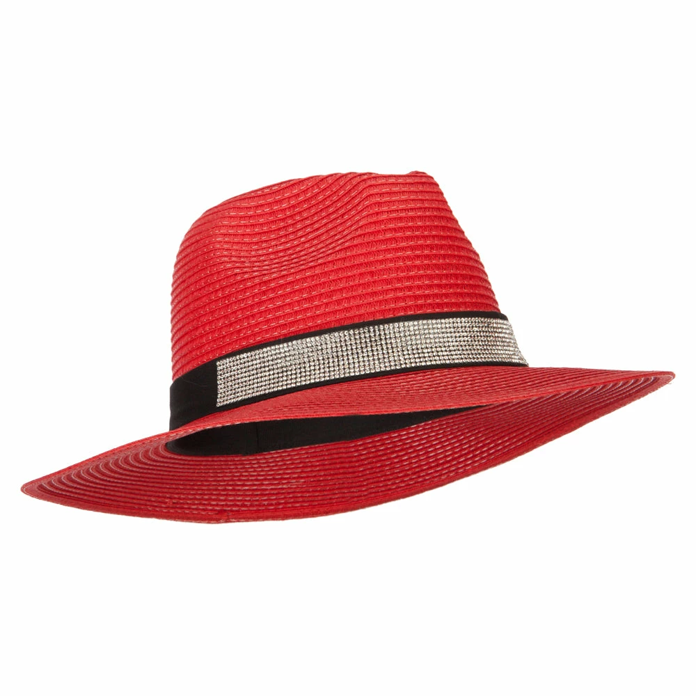 Something Special Ladies Paper Straw Rhinestone Band Panama Fedora Hat 26 Something Special Ladies Paper Straw Rhinestone Band Panama Fedora Hat - Image 24