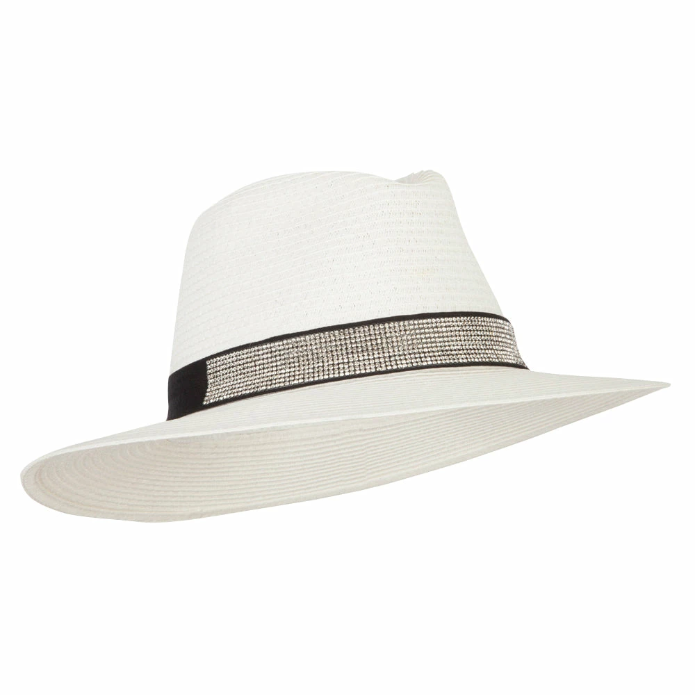Something Special Ladies Paper Straw Rhinestone Band Panama Fedora Hat 31 Something Special Ladies Paper Straw Rhinestone Band Panama Fedora Hat - Image 29