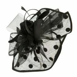 Something Special Polka Dot Sinamay Fascinator -Adams Shop lb001df black 3 2