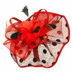 Something Special Polka Dot Sinamay Fascinator -Adams Shop lb004df red 3 1
