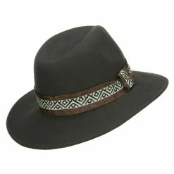 Jeanne Simmons Women's Large Brim Tribal Wool Fedora -Adams Shop ld002cf grey 3 1