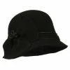Jeanne Simmons Women's Flower Accent Wool Bucket Shape Cloche -Adams Shop lf001cl black 1
