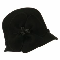 Jeanne Simmons Women's Flower Accent Wool Bucket Shape Cloche 16 Jeanne Simmons Women's Flower Accent Wool Bucket Shape Cloche -Adams Shop lf001cl black 5