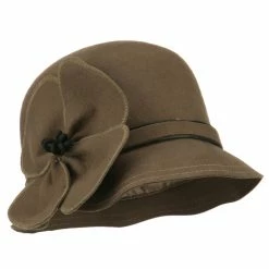 Jeanne Simmons Women's Flower Accent Wool Bucket Shape Cloche 17 Jeanne Simmons Women's Flower Accent Wool Bucket Shape Cloche -Adams Shop lf002cl khaki 1