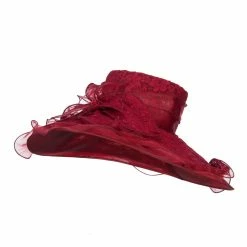 Something Special Lace Covered Wide Organza Hat 32 Something Special Lace Covered Wide Organza Hat -Adams Shop lg003fy burgundy 1