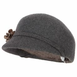 Jeanne Simmons Women's Flower Detailed Band Accented Short Brim Newsboy Cap Style Hat -Adams Shop lo002cb grey mix 1