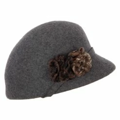 Jeanne Simmons Women's Flower Detailed Band Accented Short Brim Newsboy Cap Style Hat -Adams Shop lo002cb grey mix 5