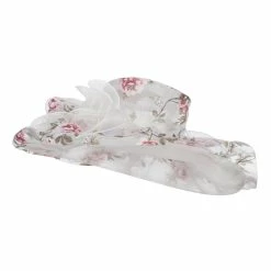 Something Special Floral Print Layered Brim Organza Hat