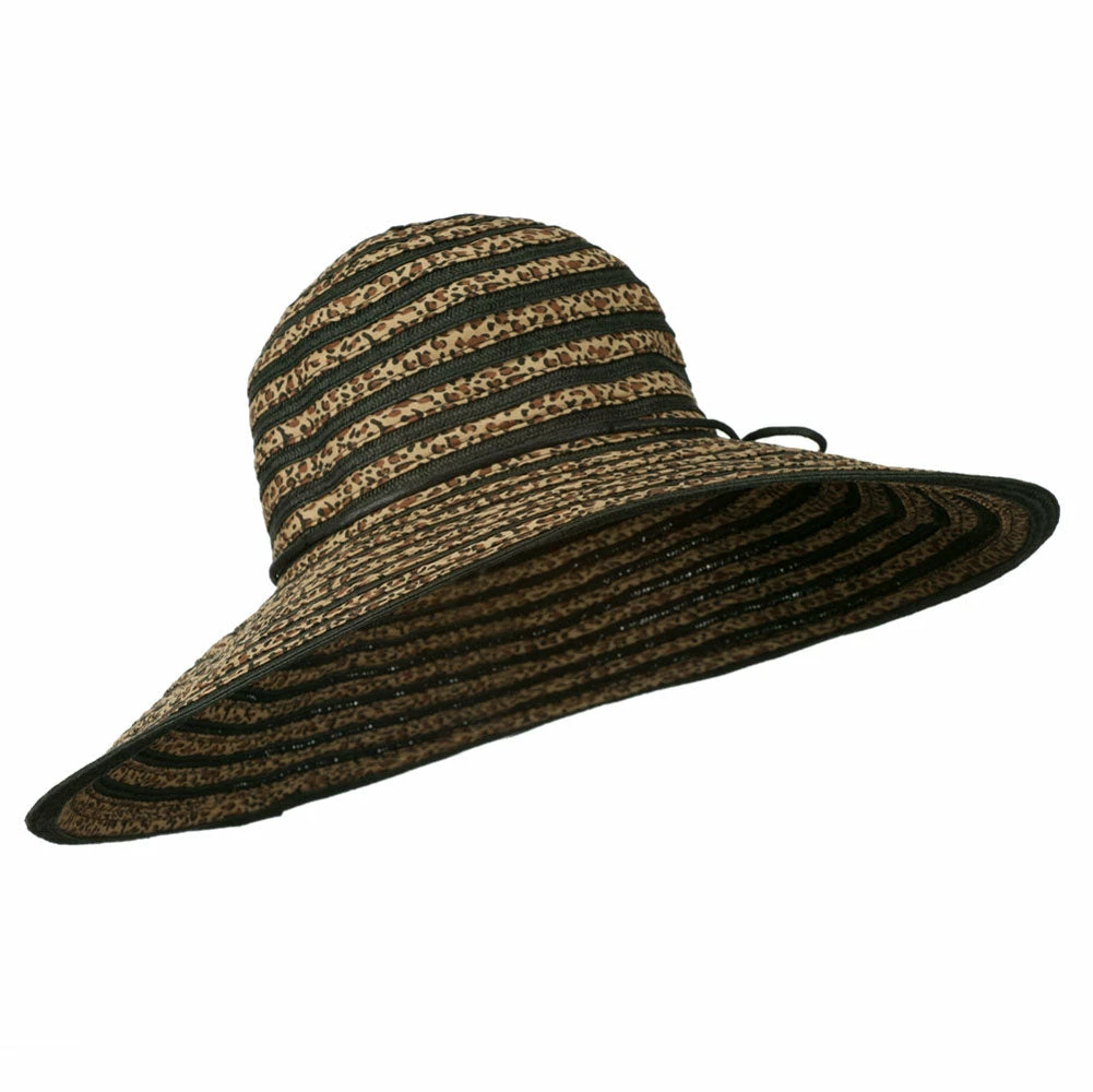 Jeanne Simmons Woman's Leopard Stripe Paper Braid Hat 5 Jeanne Simmons Woman's Leopard Stripe Paper Braid Hat - Image 3