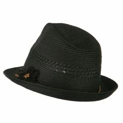 MG Ladies Toyo Braid Fedora Hat -Adams Shop lt001cf black 2
