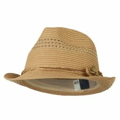 MG Ladies Toyo Braid Fedora Hat -Adams Shop lt003cf khaki 1