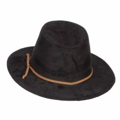 Jeanne Simmons Women's Leatherette Tie Suede Panama Hat 28 Jeanne Simmons Women's Leatherette Tie Suede Panama Hat -Adams Shop lt003pe black 2
