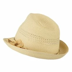 MG Ladies Toyo Braid Fedora Hat -Adams Shop lt004cf natural 2