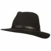 Jeanne Simmons Women's Leather Band Trim Accented Large Brim Wool Fedora Hat 1 Jeanne Simmons Women's Leather Band Trim Accented Large Brim Wool Fedora Hat -Adams Shop ma001cf black 1