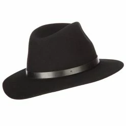 Jeanne Simmons Women's Leather Band Trim Accented Large Brim Wool Fedora Hat 9 Jeanne Simmons Women's Leather Band Trim Accented Large Brim Wool Fedora Hat -Adams Shop ma001cf black 3