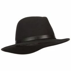 Jeanne Simmons Women's Leather Band Trim Accented Large Brim Wool Fedora Hat 10 Jeanne Simmons Women's Leather Band Trim Accented Large Brim Wool Fedora Hat -Adams Shop ma001cf black 4