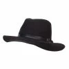 Hatiya Suede Panama PU Buckle Band Hat -Adams Shop mb001cf black 1
