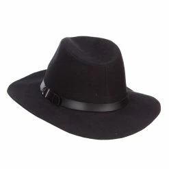 Hatiya Suede Panama PU Buckle Band Hat 18 Hatiya Suede Panama PU Buckle Band Hat -Adams Shop mb001cf black 2