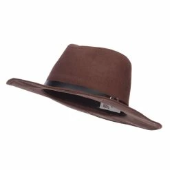 Hatiya Suede Panama PU Buckle Band Hat 27 Hatiya Suede Panama PU Buckle Band Hat -Adams Shop mb003cf brown 1