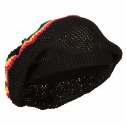 Rasta World Mesh Deep Shell Beanie Hat -Adams Shop md005bd black rgy 4