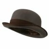 Jeanne Simmons Men's Felt Bowler Hat With Ribbon Trim -Adams Shop mf001tp grey chocolate 1 6