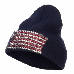 Something Special American Flag Stone Beanie -Adams Shop mg003di navy 1