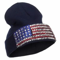 Something Special American Flag Stone Beanie -Adams Shop mg003di navy 4