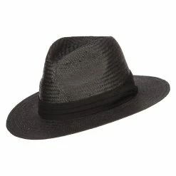MG Toyo Fedora Hat With Color Band 31 MG Toyo Fedora Hat With Color Band -Adams Shop mg003sf black black 5