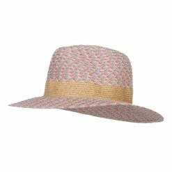 Hatiya Mixed Color Braid Ribbon Panama Hat -Adams Shop mi003pe coral 1