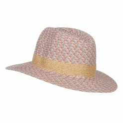 Hatiya Mixed Color Braid Ribbon Panama Hat -Adams Shop mi003pe coral 2