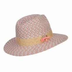 Hatiya Mixed Color Braid Ribbon Panama Hat -Adams Shop mi003pe coral 3