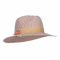 Hatiya Mixed Color Braid Ribbon Panama Hat -Adams Shop mi003pe coral 4