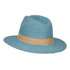 Hatiya Mixed Color Braid Ribbon Panama Hat -Adams Shop mi004pe blue 2