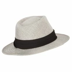Something Special Men's Linen Panama Fedora Hat 34 Something Special Men's Linen Panama Fedora Hat -Adams Shop ml001pe grey 3