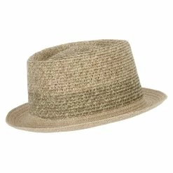 Jeanne Simmons Men's Multi Tweed Paper Braid Pork Pie Fedora Hat -Adams Shop mm002pp tan 3