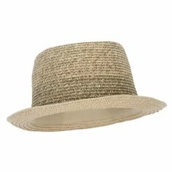 Jeanne Simmons Men's Multi Tweed Paper Braid Pork Pie Fedora Hat -Adams Shop mm002pp tan 4