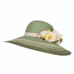 Something Special Flower Trim Two Tone Sun Hat