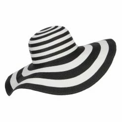 Hatiya Big Brim Striped Floppy Hat -Adams Shop mp002eb black 3