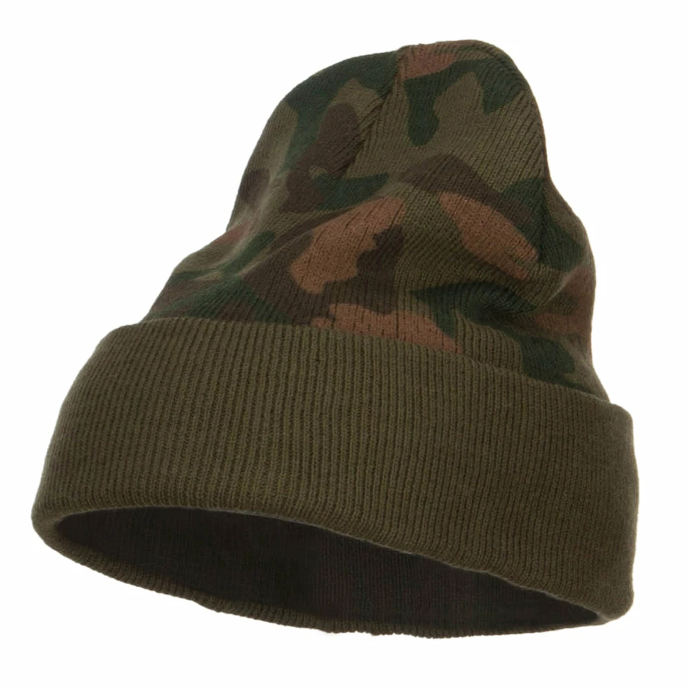 Cameo Camo Knit Long Beanie With Cuff 3 Cameo Camo Knit Long Beanie With Cuff
