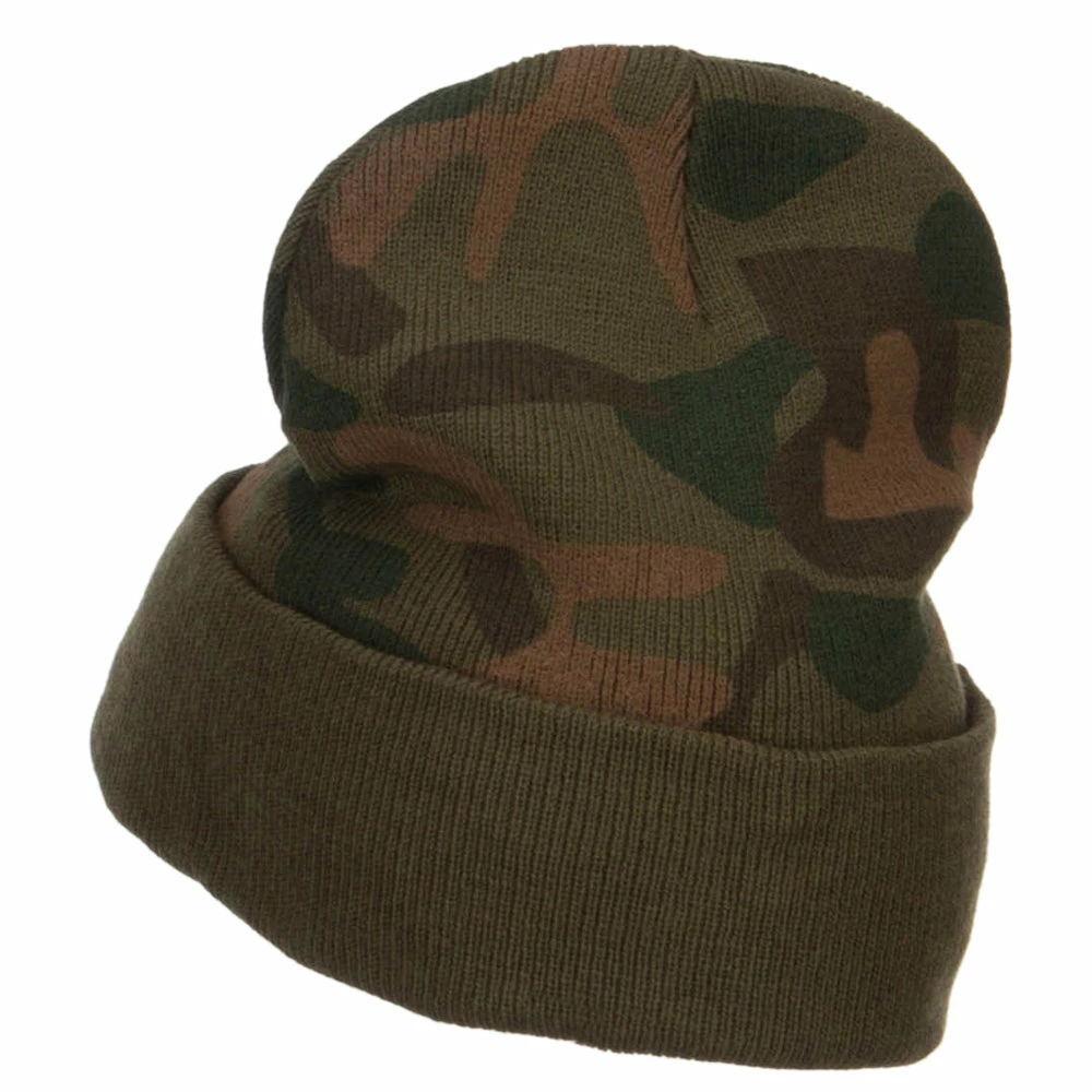 Cameo Camo Knit Long Beanie With Cuff 4 Cameo Camo Knit Long Beanie With Cuff - Image 2