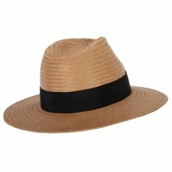 Jeanne Simmons Men's Toyo Paper Braid Wide Ribbon Band Accented Large Brim Fedora Hat 14 Jeanne Simmons Men's Toyo Paper Braid Wide Ribbon Band Accented Large Brim Fedora Hat -Adams Shop mt001sf dk tan 3