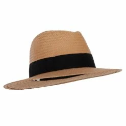 Jeanne Simmons Men's Toyo Paper Braid Wide Ribbon Band Accented Large Brim Fedora Hat 15 Jeanne Simmons Men's Toyo Paper Braid Wide Ribbon Band Accented Large Brim Fedora Hat -Adams Shop mt001sf dk tan 4