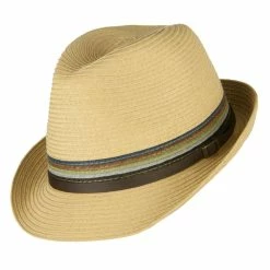 Jeanne Simmons Men's Multi Colored Braid Fedora -Adams Shop mt002mf tan 5