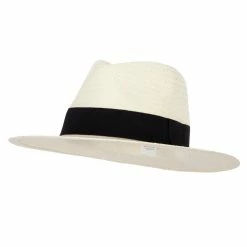 Jeanne Simmons Men's Toyo Paper Braid Wide Ribbon Band Accented Large Brim Fedora Hat 17 Jeanne Simmons Men's Toyo Paper Braid Wide Ribbon Band Accented Large Brim Fedora Hat -Adams Shop mt002sf ivory 1