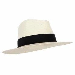 Jeanne Simmons Men's Toyo Paper Braid Wide Ribbon Band Accented Large Brim Fedora Hat 20 Jeanne Simmons Men's Toyo Paper Braid Wide Ribbon Band Accented Large Brim Fedora Hat -Adams Shop mt002sf ivory 4