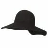 Jeanne Simmons Women's Wool Felt Folded Crown Double Balled Pin Accented Wide Brim Hat -Adams Shop mw001fw black 1